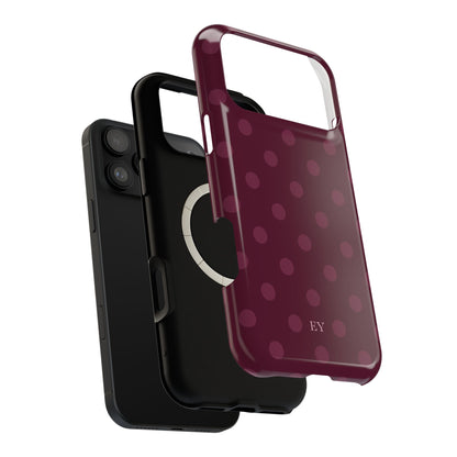 Custom Initials Plum Polka Dots iPhone Case