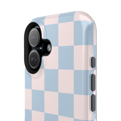 Light Pink & Blue Checkered iPhone Case