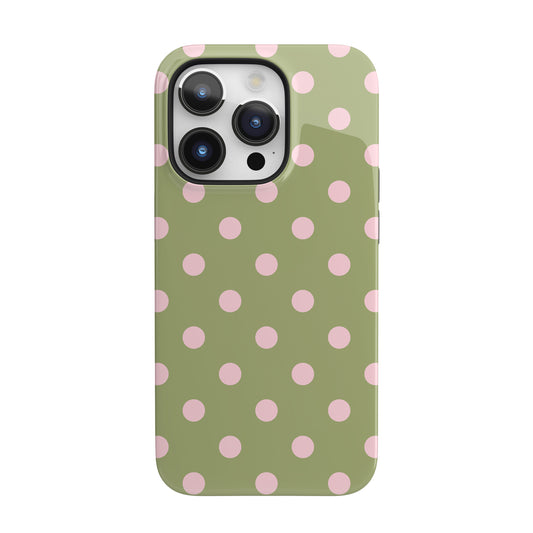 Pink Matcha Polka Dots iPhone Case