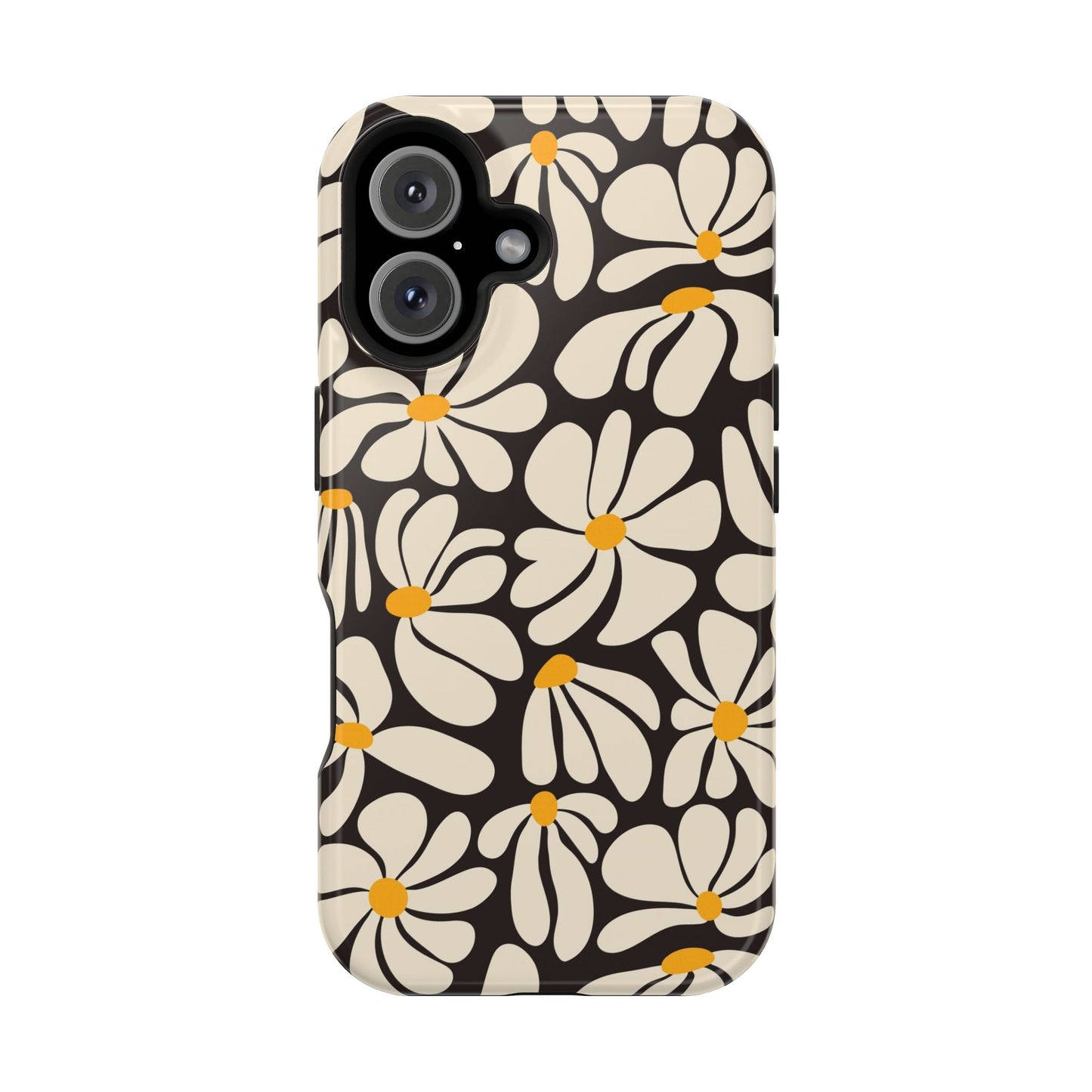 Black Retro Flowers iPhone Case