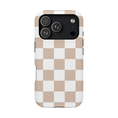 Beige & White Checkered iPhone Case