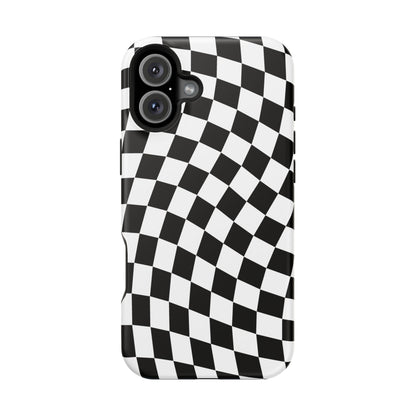 Black Wavy Checkered iPhone Case