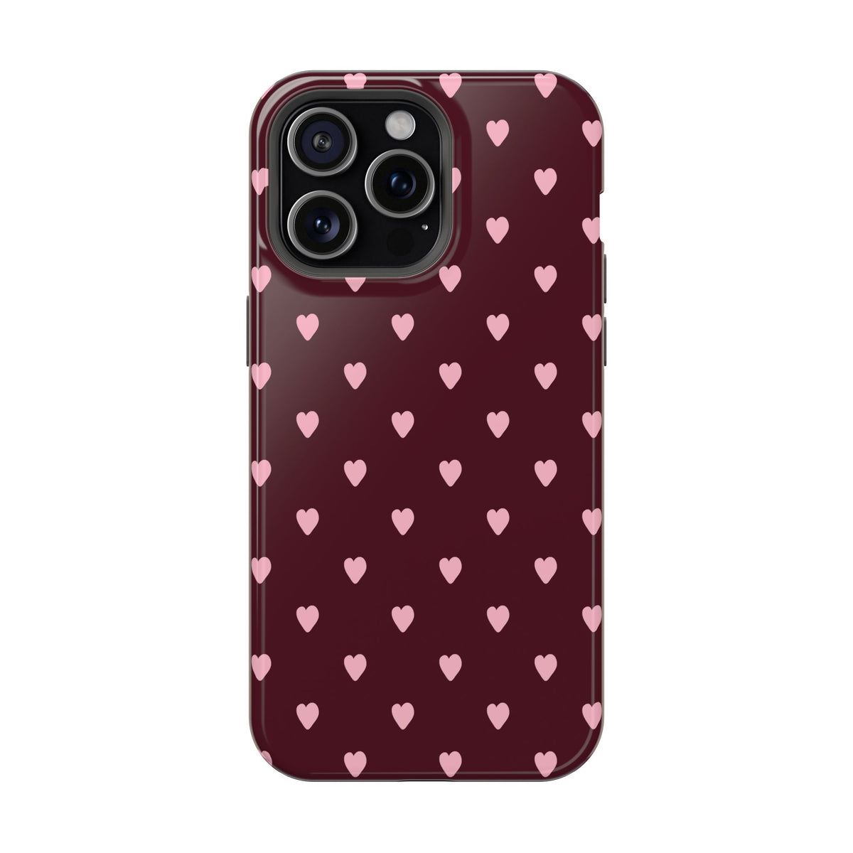 Burgundy & Pink Little Hearts iPhone Case