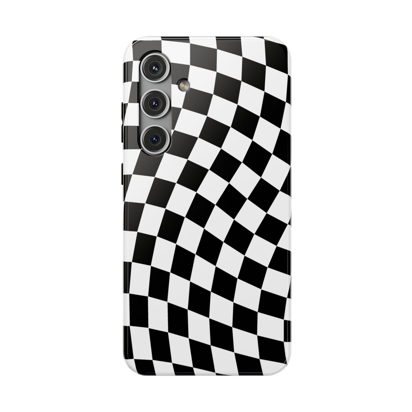 Black Wavy Checkered Samsung Case