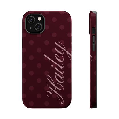 Custom Burgundy Polka Dots iPhone Case