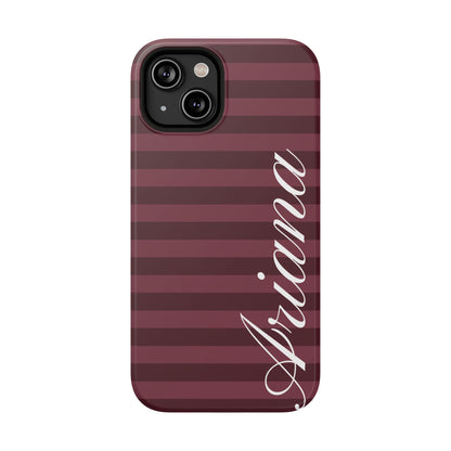 Custom Burgundy Classic Striped iPhone Case