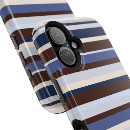 Custom Initials Blueberry Mocha Stripes iPhone Case