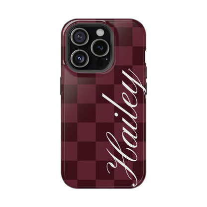 Custom Burgundy Checkered iPhone Case