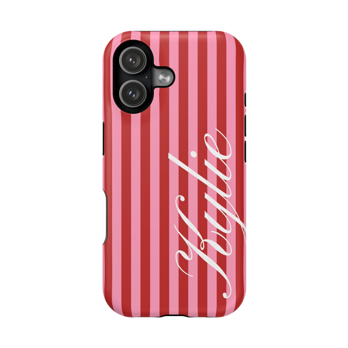 Personalized Cherry Blush Stripes iPhone Case