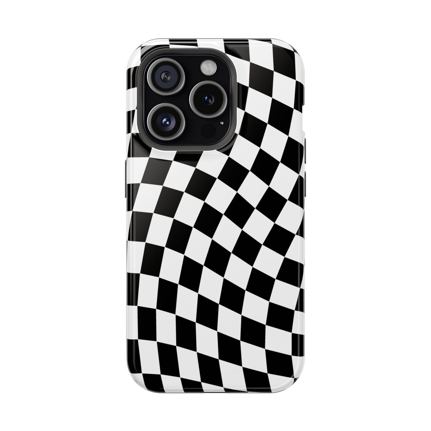 Black Wavy Checkered iPhone Case