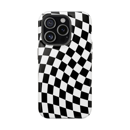 Black Wavy Checkered iPhone Case