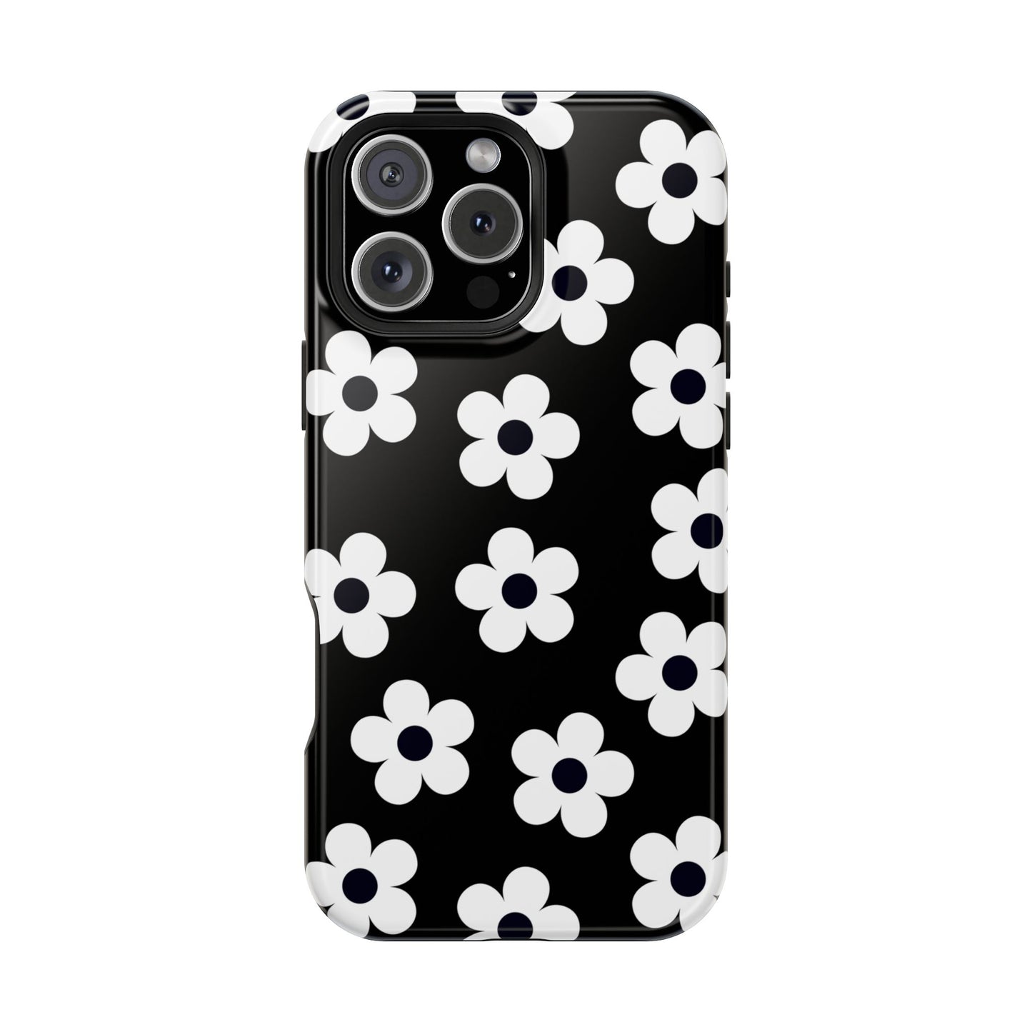 Black Retro Flowers iPhone Case
