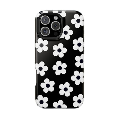 Black Retro Flowers iPhone Case