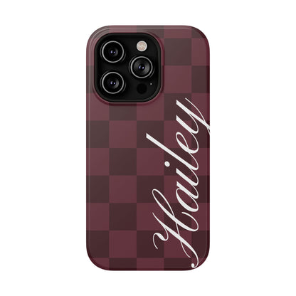 Custom Burgundy Checkered iPhone Case