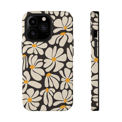 Black Retro Flowers iPhone Case