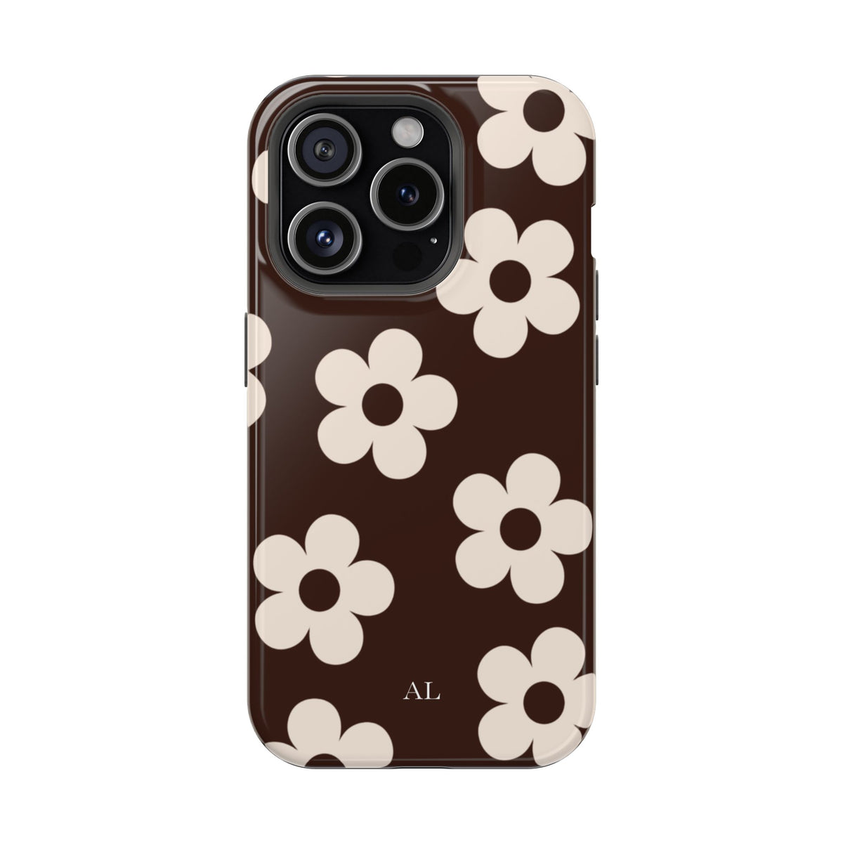 Custom Initials Cocoa Flowers iPhone Case