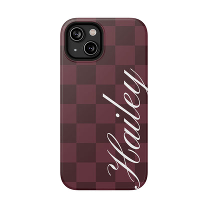 Custom Burgundy Checkered iPhone Case