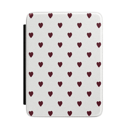 Burgundy Little Hearts Kindle Case