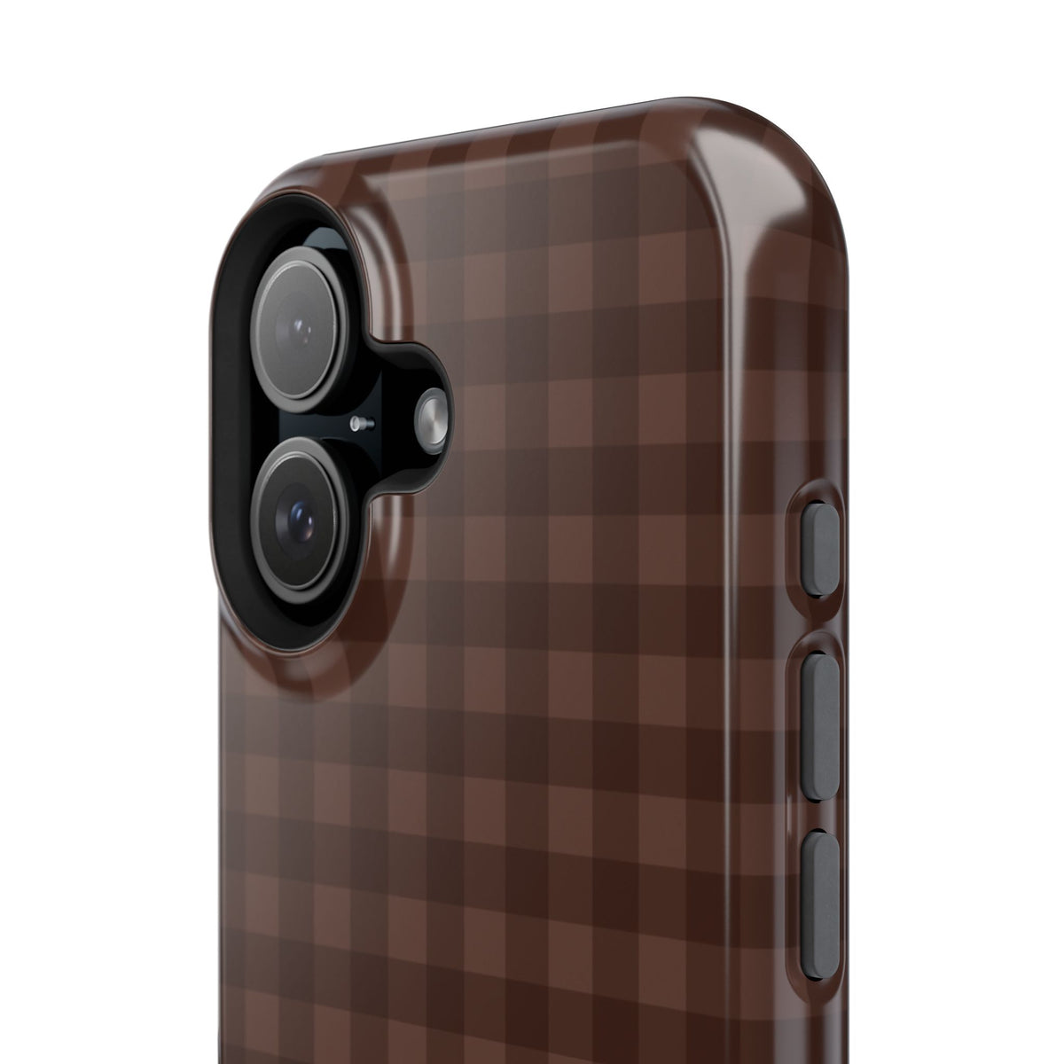 Custom Initials Brown Gingham iPhone Case