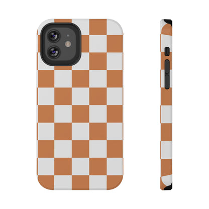 Dark Orange & White Checkered iPhone Case