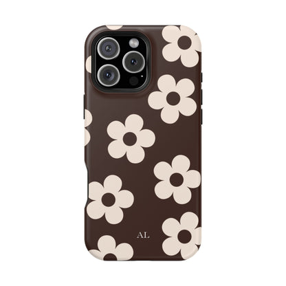 Custom Initials Cocoa Flowers iPhone Case