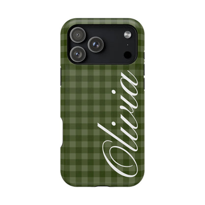 Custom Green Gingham iPhone Case