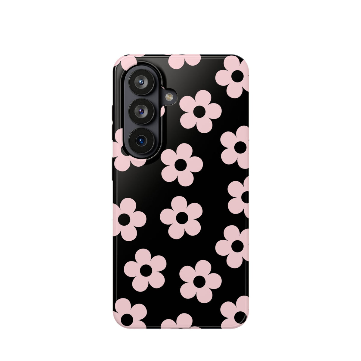Black & Pink Retro Flowers Samsung Case