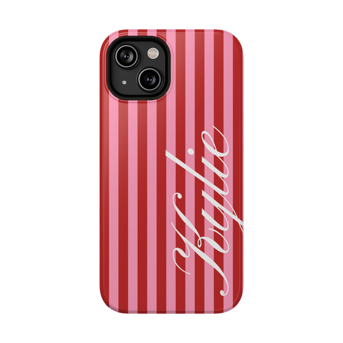Personalized Cherry Blush Stripes iPhone Case