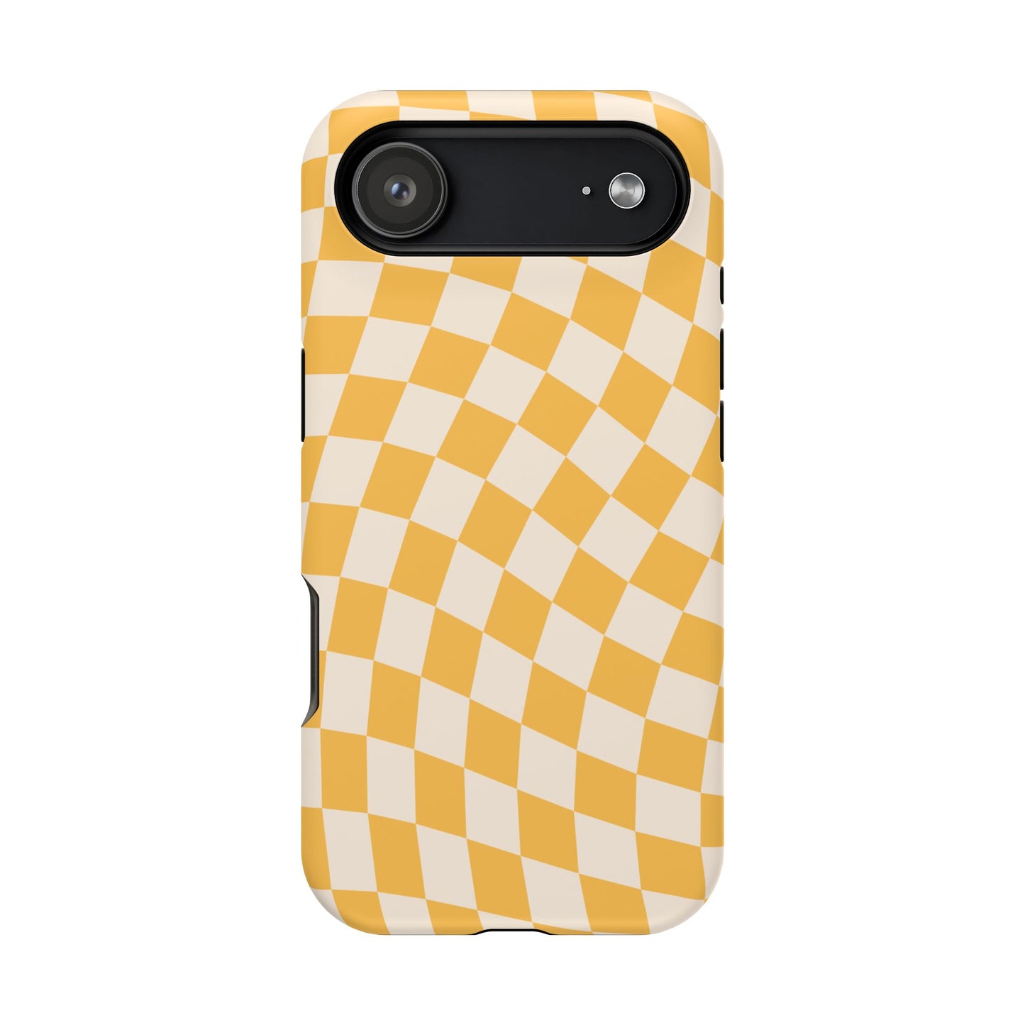 Yellow Wavy Checkered iPhone Case