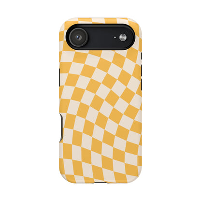 Yellow Wavy Checkered iPhone Case
