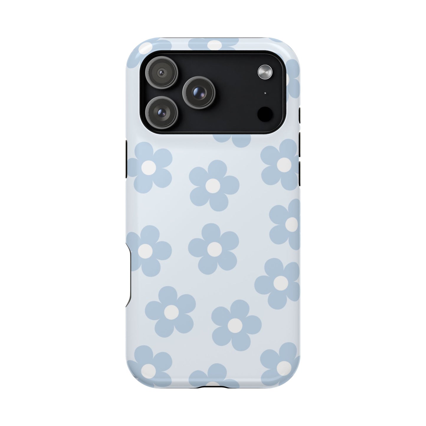 Light Blue Retro Flowers iPhone Case