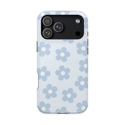 Light Blue Retro Flowers iPhone Case