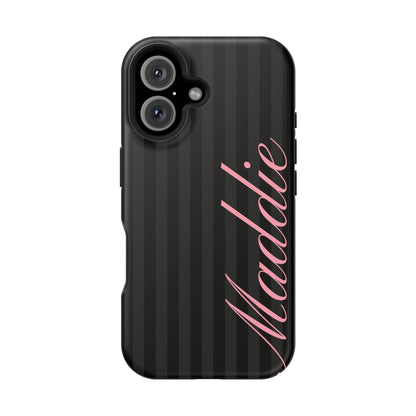 Custom Pink Black Stripes iPhone Case