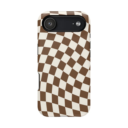 Brown Wavy Checkered iPhone Case