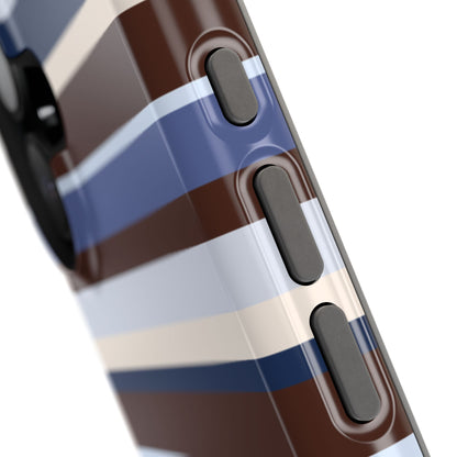 Custom Initials Blueberry Mocha Stripes iPhone Case
