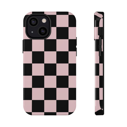 Pink & Black Checkered iPhone Case