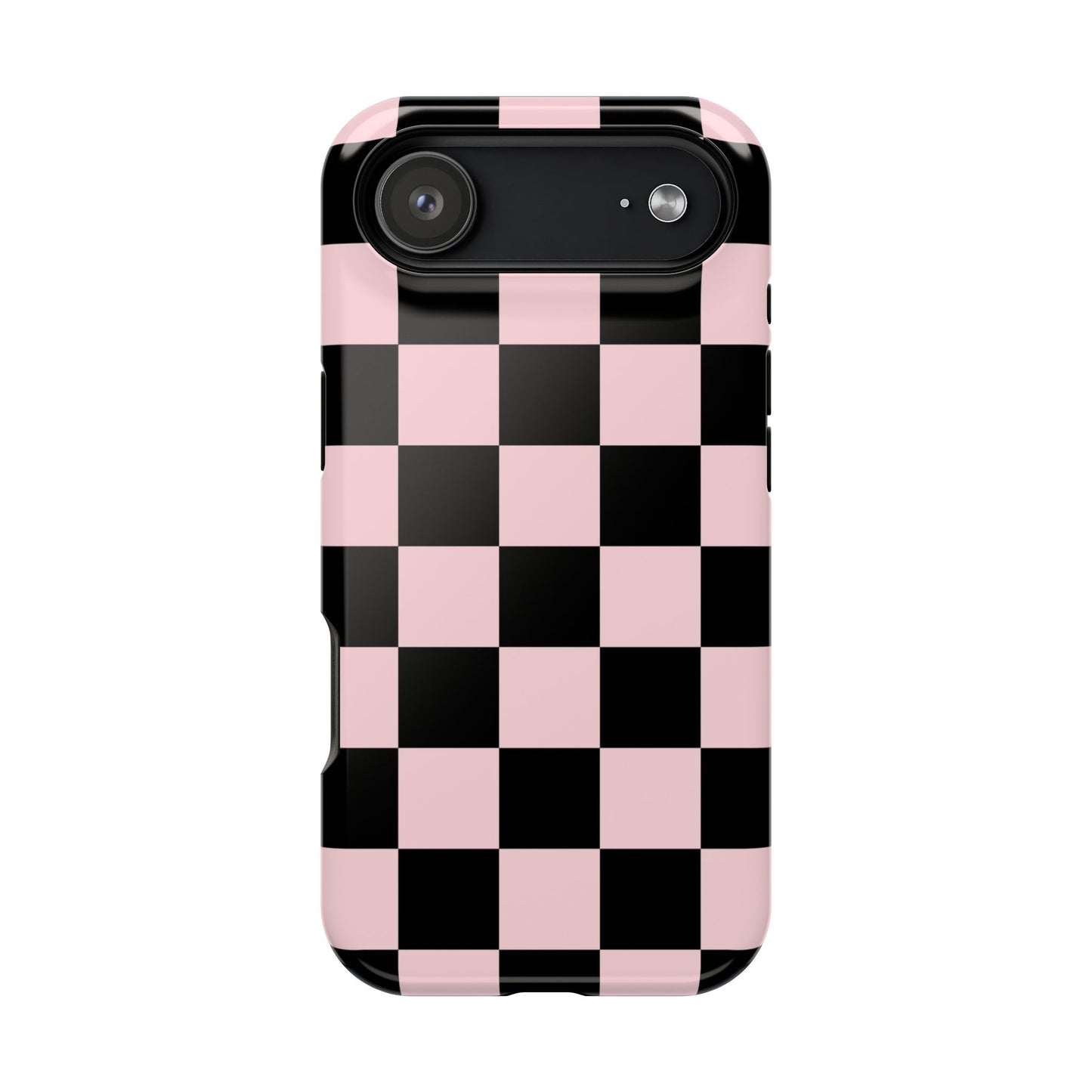 Pink & Black Checkered iPhone Case