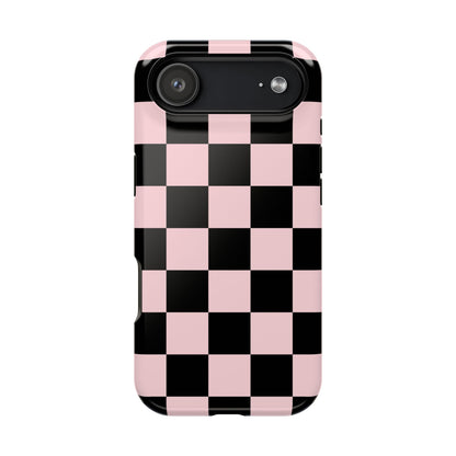 Pink & Black Checkered iPhone Case
