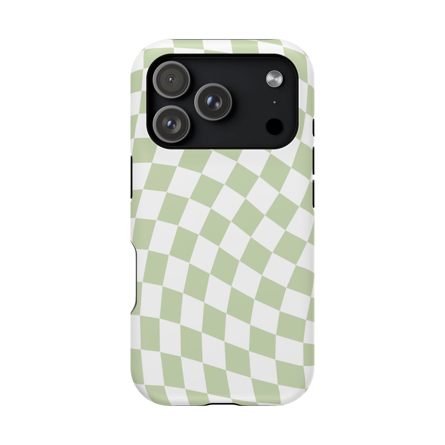 Light Green Wavy Checkered iPhone Case