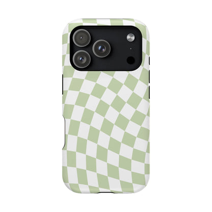 Light Green Wavy Checkered iPhone Case