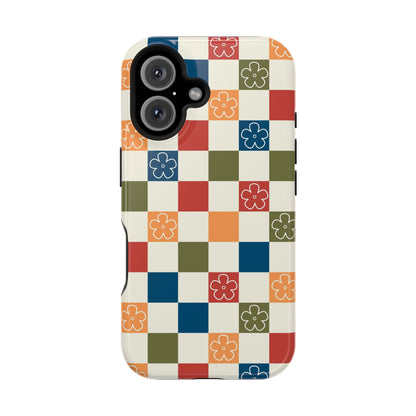 Vintage Flowers Checkered iPhone Case