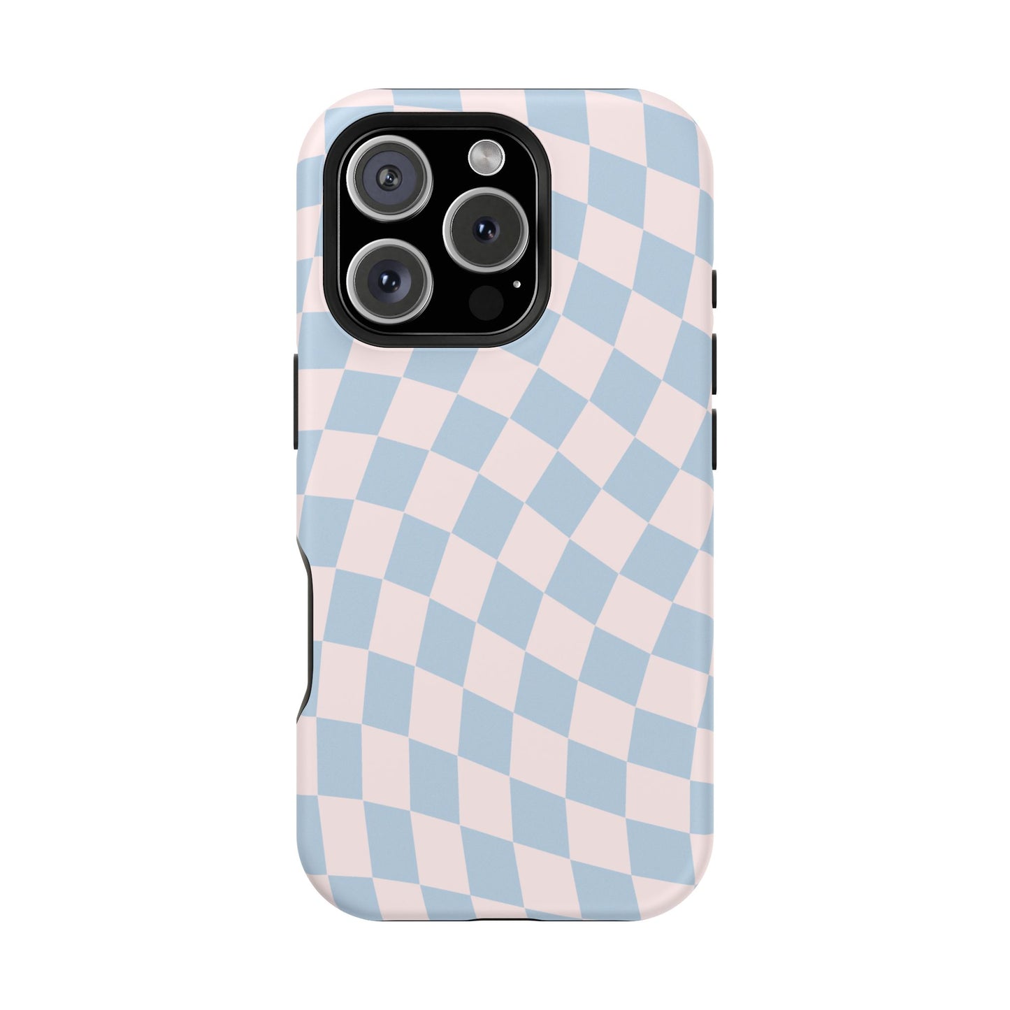 Pink & Blue Wavy Checkered iPhone Case