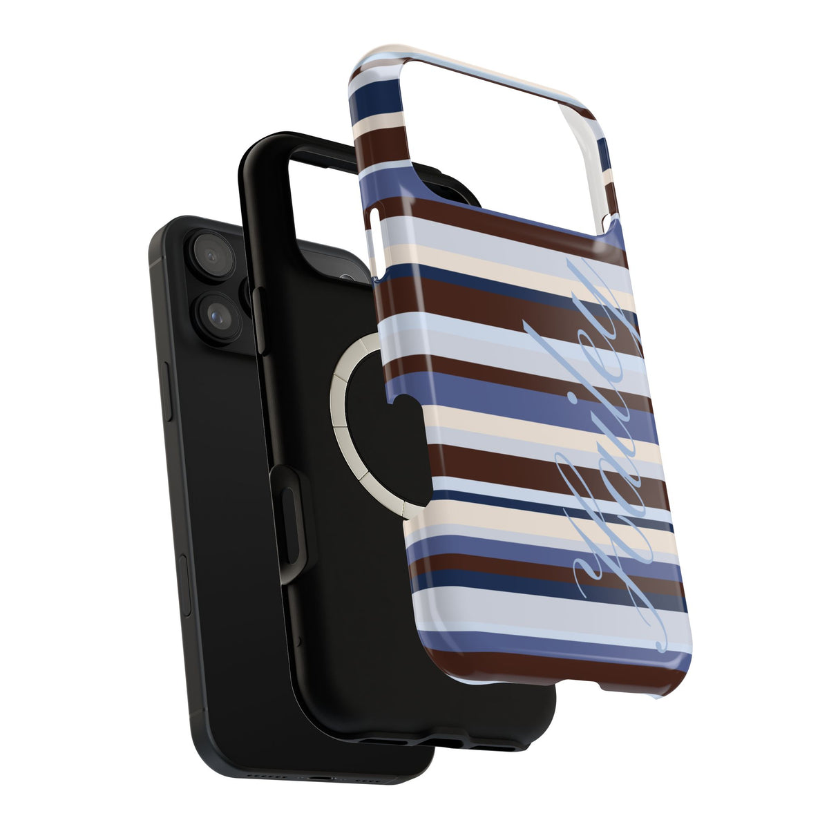 Custom Blueberry Mocha Stripes iPhone Case