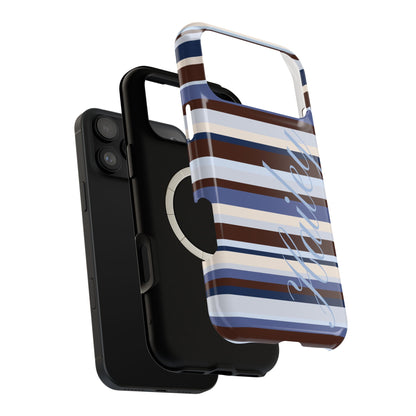 Custom Blueberry Mocha Stripes iPhone Case