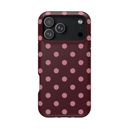 Burgundy & Pink Polka Dots iPhone Case