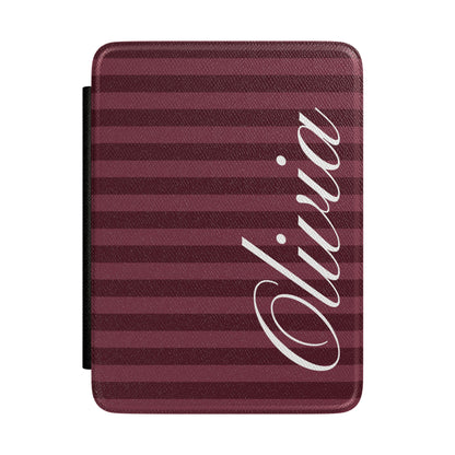Custom Burgundy Classic Stripes Kindle Case