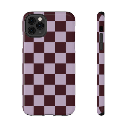 Burgundy & Violet Checkered iPhone Case