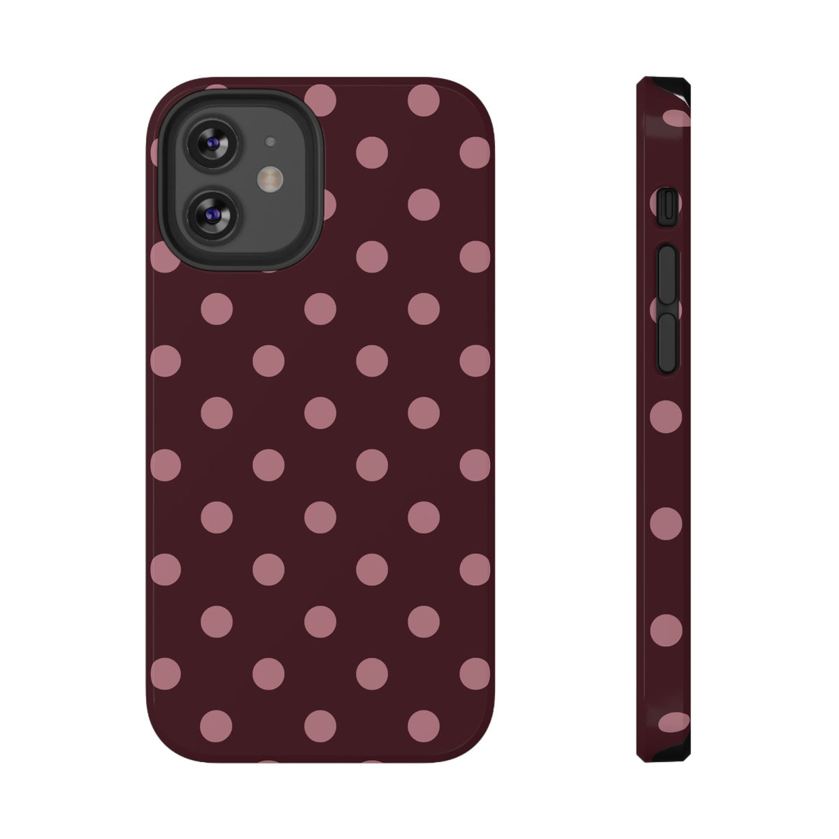 Burgundy & Pink Polka Dots iPhone Case