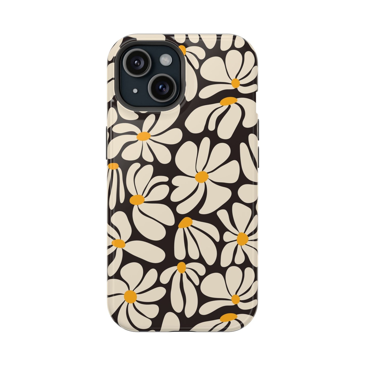 Black Retro Flowers iPhone Case
