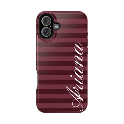 Custom Burgundy Classic Striped iPhone Case